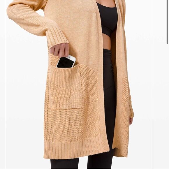 NWT New LULULEMON Sincerely Yours Wrap Sweater Heathered Ivory Peach Beige Tan S - Picture 4 of 6